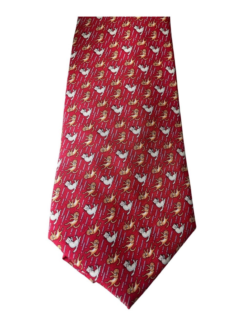 Vineyard Vines Raining Cats & Dogs Silk Tie Red Novelty Rare Preppy